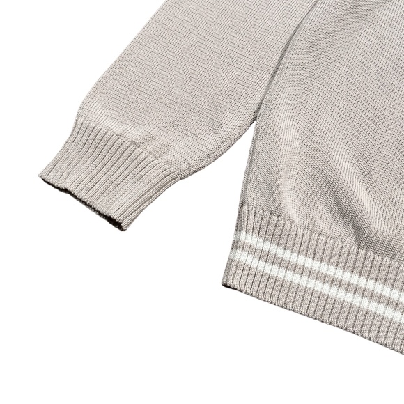 Eleventy Platinum Cotton Striped Tan Stand Collar Cardigan Sweater Mens 2XL - Picture 6 of 10